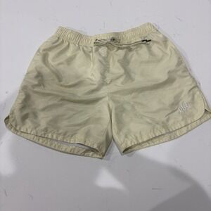 YoungLA Men's L Beige Athletic Mesh Shorts Drawstring 5" Inseam Polyester